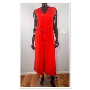 Tibi Women’s Red Cropped Wide Leg Jumpsuit Sz 2